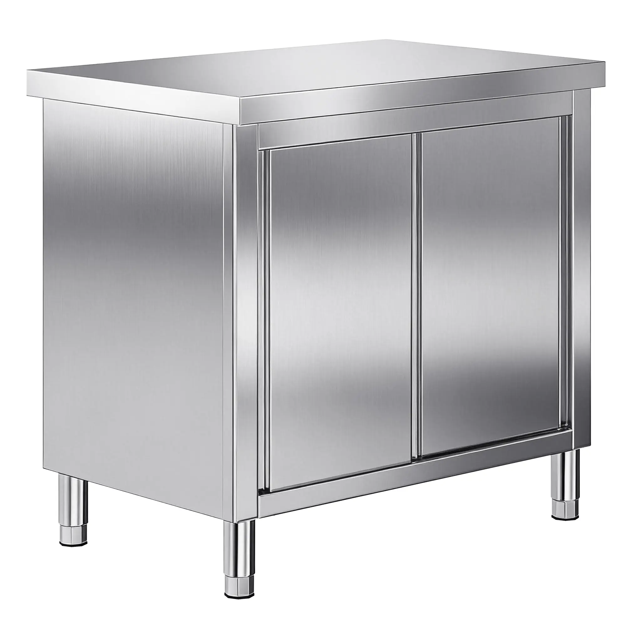 [TiktokShopStockUp] AMERLIFE Stainless Steel Work Table with Cabinet, Stainless Steel Table Cabinet with Sliding Doors for Prep Work for Home, Restaurant, Garage, and Hotel