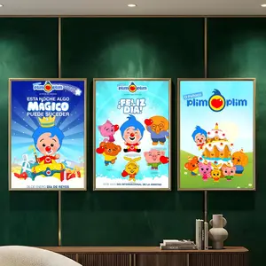 cute P-Plim Plim Painting Calligraphy HD Heavy-Duty Waterproof Wrinkle-Resistant Canvas Print – Tool-Free Durable Hides Wall Flaws & Boosts Style for Living Rooms Bathrooms