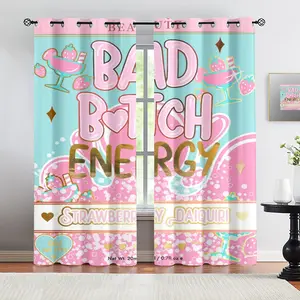 Sweet Cool Cherry Print Theme Curtains, Yrendy tyle design blackout Curtains, Quickly Create a Lively and Attitude of the Atmosphere of the Girl space, Suitable for Young users who Like Y2K, Sweet Cool Style, the Perfect Gift! Window Curtain