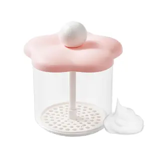 Face Wash Foam Maker - Quick Rich Lather Flower Design Foamer, Compatible with Most Facial Cleansers, Compact Clear Base for Bathroom Vanity Skincare Tool