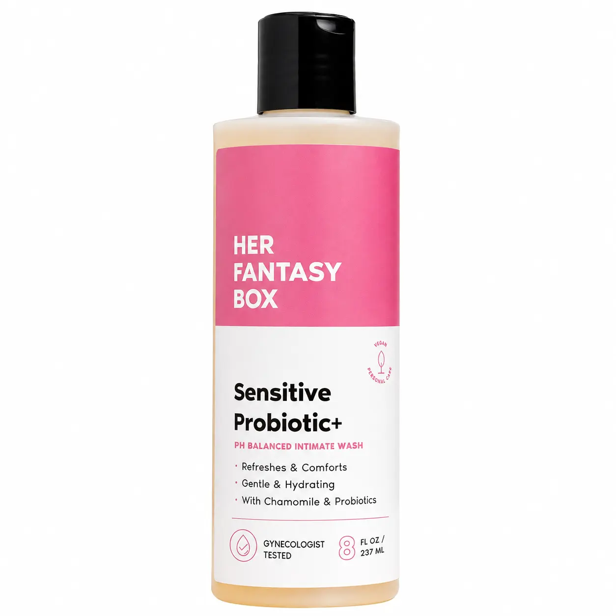 Her Fantasy Box | Sensitive Probiotic+ Gentle Cleanser – Fragrance-Free, pH Balanced Body Wash with Chamomile & Probiotic Lysates, Vegan & Cruelty Free, 8 oz
