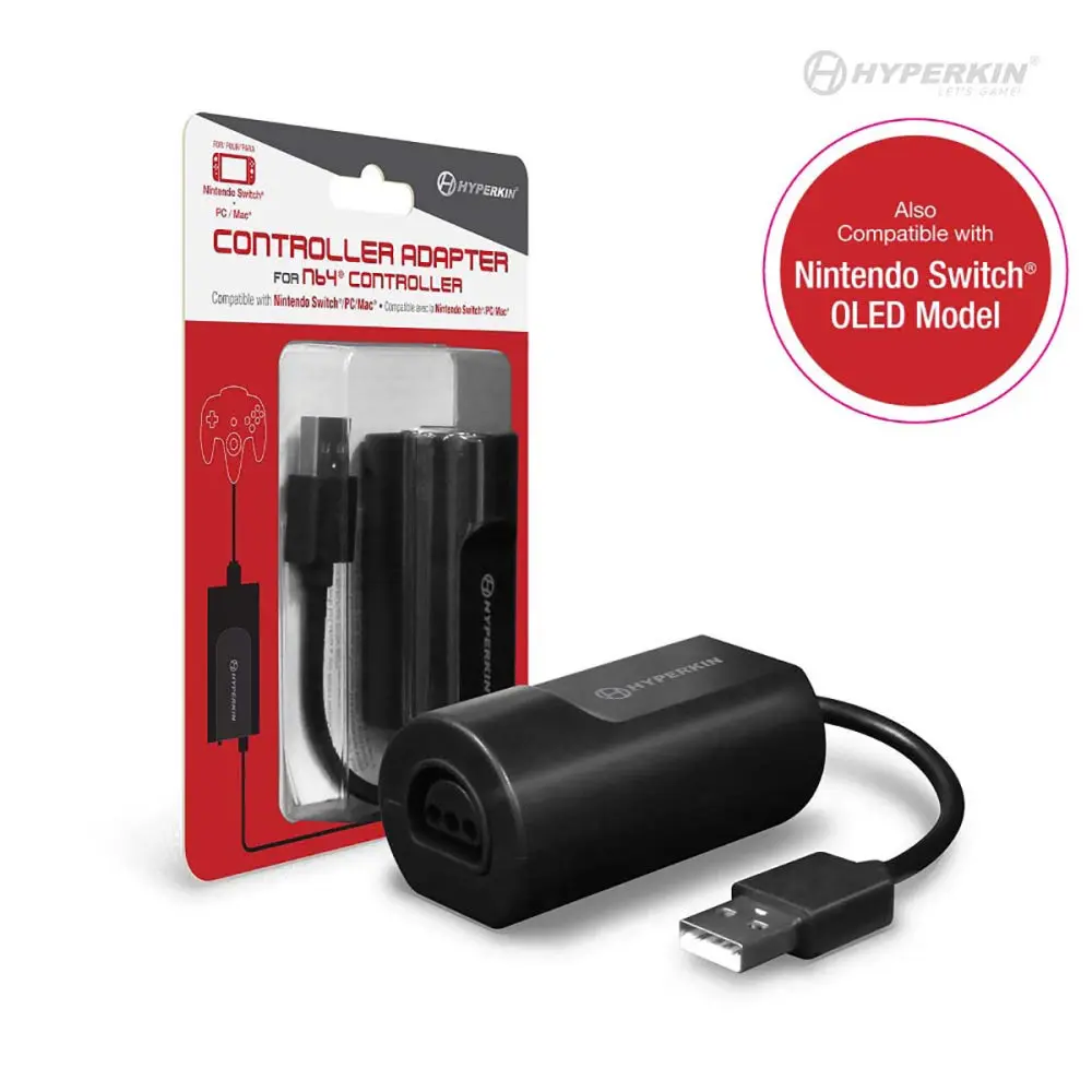 N64 Controller Adapter - For Switch, PC, Mac Compatible with N64 Controllers