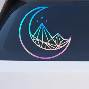 Moon, Mountain, Stars Holographic Vinyl Decal | Fantasy Bookish Sticker | Waterproof Reader Laptop Car Decor