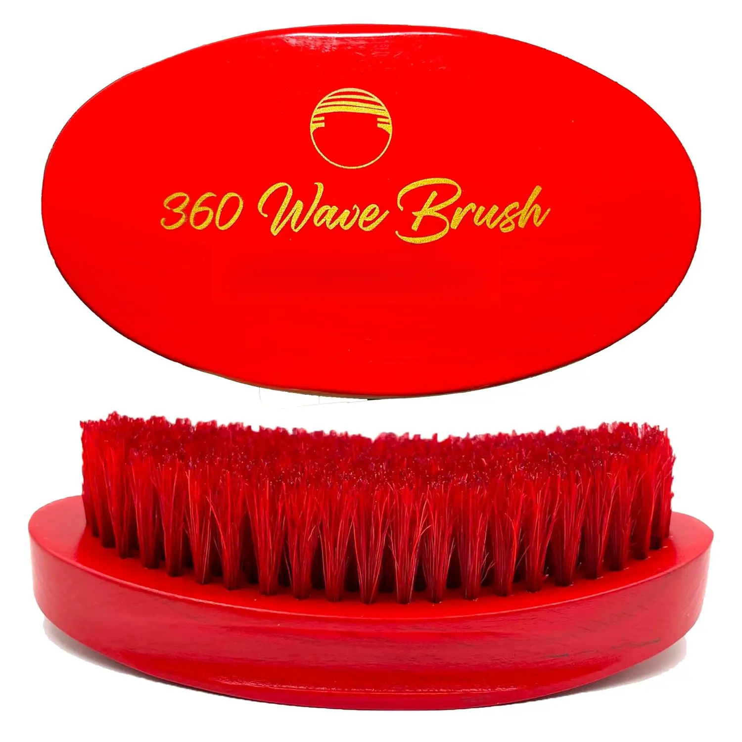 360 Wave Brush, Build Deeper Waves, Soft & Hard  Bristle Curved Brushes  (Medium-Hard, Red)