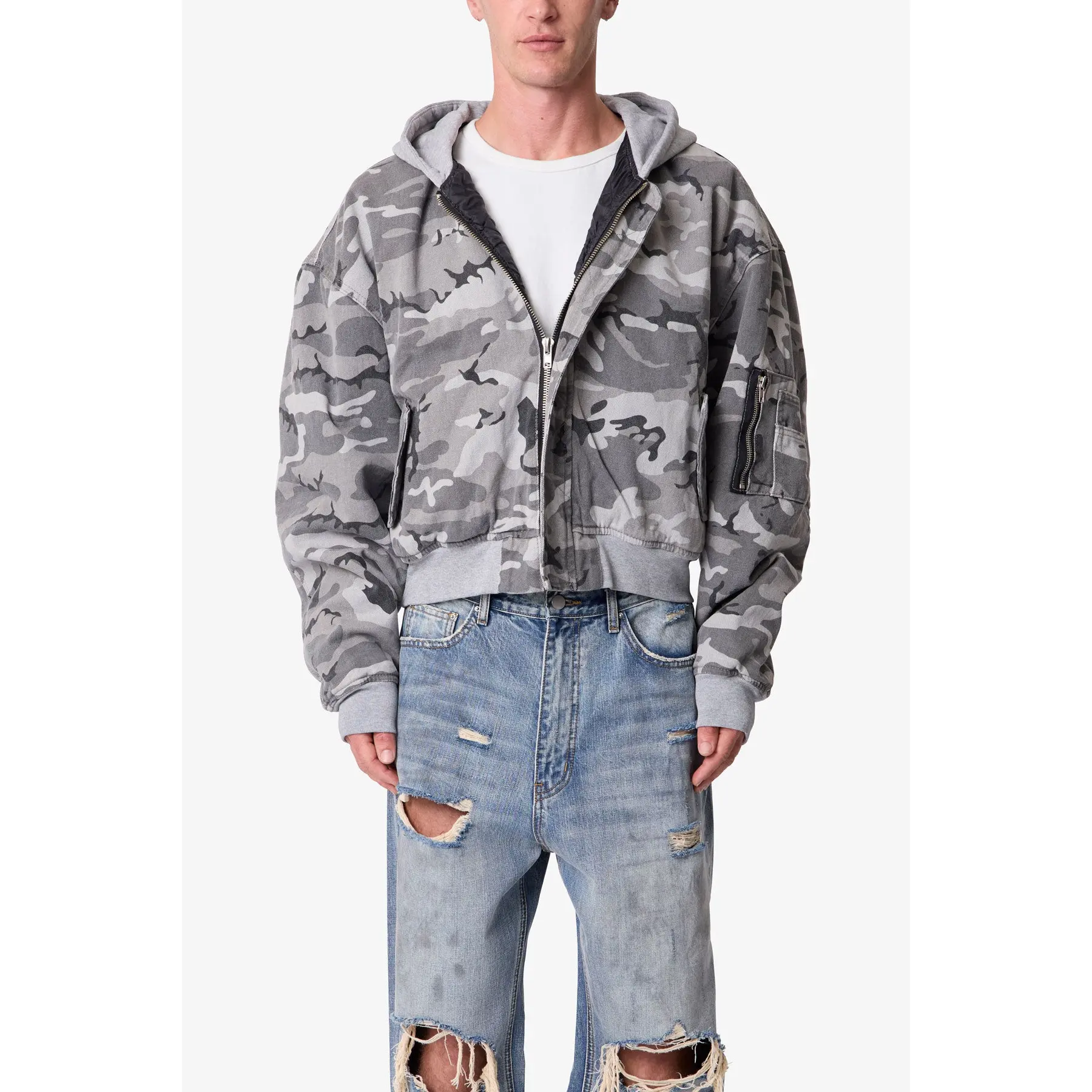 mnml Hooded Work Jacket - Snow Camo