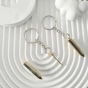 Creative Alloy Simulation Bullet Keychain with Ear Pick Brass Bullet Ear Pick