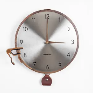 Openhagen Magnetic Wall Clock for Guitarists with Wooden Pick Keyring & Snail for Organization Sapele Wood & Walnut Finish
