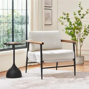 Yaheetech Boucle Accent Chair Oversized Upholstered Armchair with Metal Frame, Reading Chair Lounge Chair with Plush Back Pillow and Seat Cushion