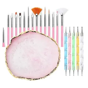 20 Nail Art Brushes with Nail Palette & Tips - Manicure Design Tools