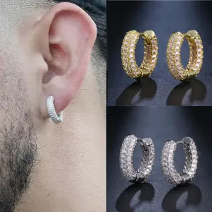 Men's Hip-Hop Ice Bubble Earrings - Stylish Artificial Gemstone Jewelry, Valentine's Day Gift, Date Night Outfits Accessory