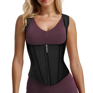 Latex Waist Trainer for Women Colombian Faja Body Shaper Tummy Control Sports Workout Body Shaper with Adjustable Shoulder Strap and Zipper - Smooth, Elegant, Corset