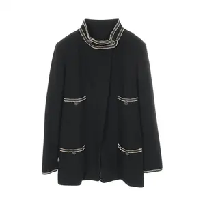 Pre-owned CHANEL Wool Small Leather Goods Coco Mark Coat