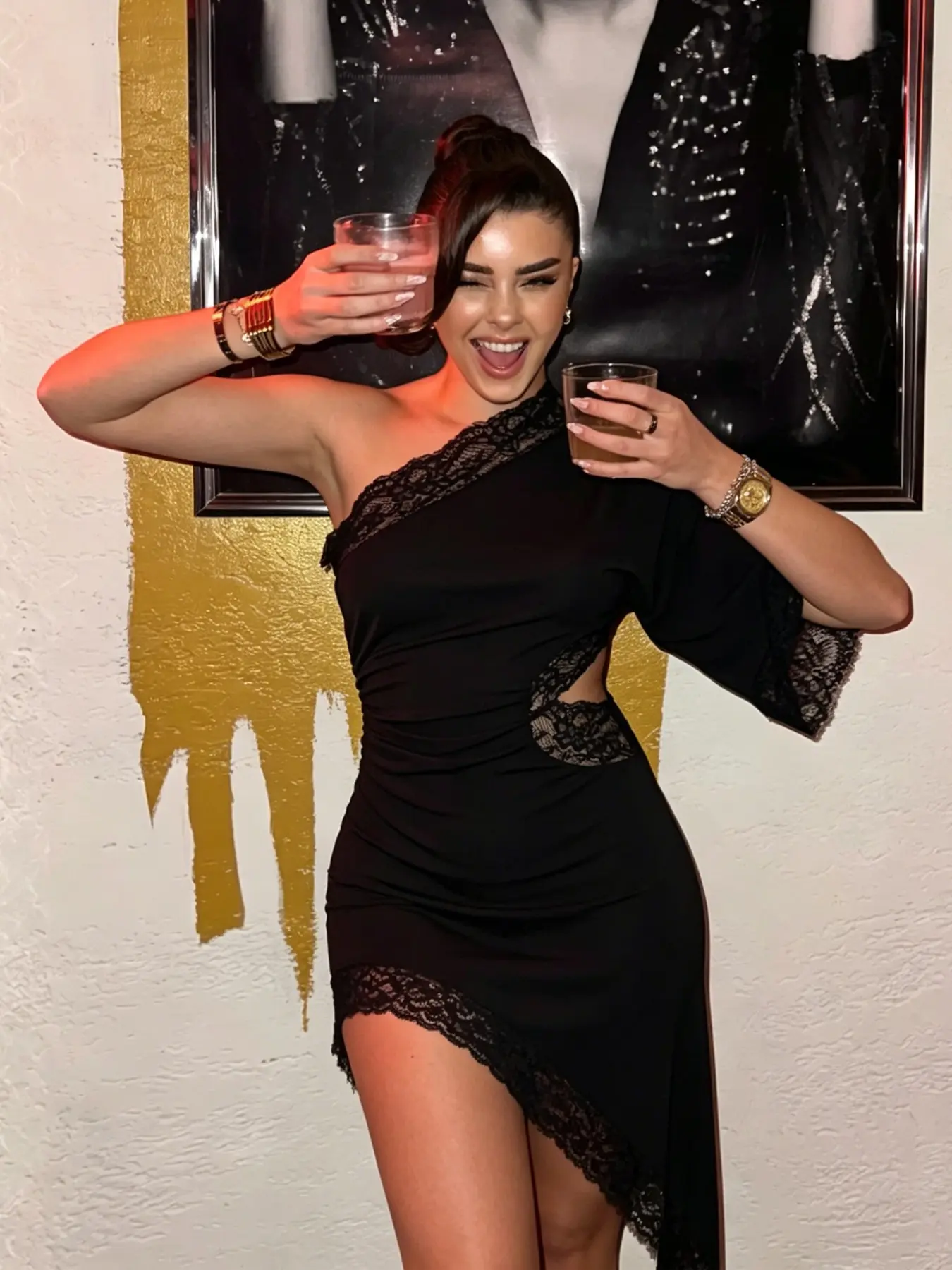 Summer Cut Out Lace Mini Dress For Woman Lady Black Asymmetric Pleated Dress Women Off Shoulder Party Dresses Cocktail Fit Dress For Female Sexy  Evening Dress Womenswear Asymmetrical Dress