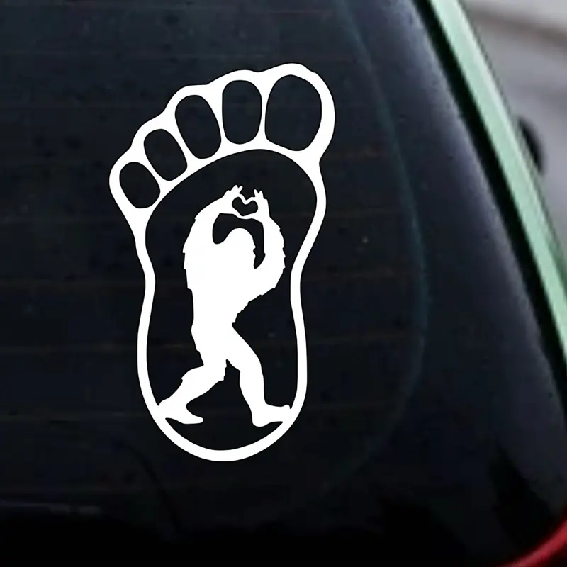 Handmade Bigfoot Sasquatch Heart Hands Footprint Car Sticker, 2.84”x5” Customizable Color-Size Waterproof Decal, Easy to Apply, Long-Holding for Car/Truck/SUV Exterior Accessories & Home Decor