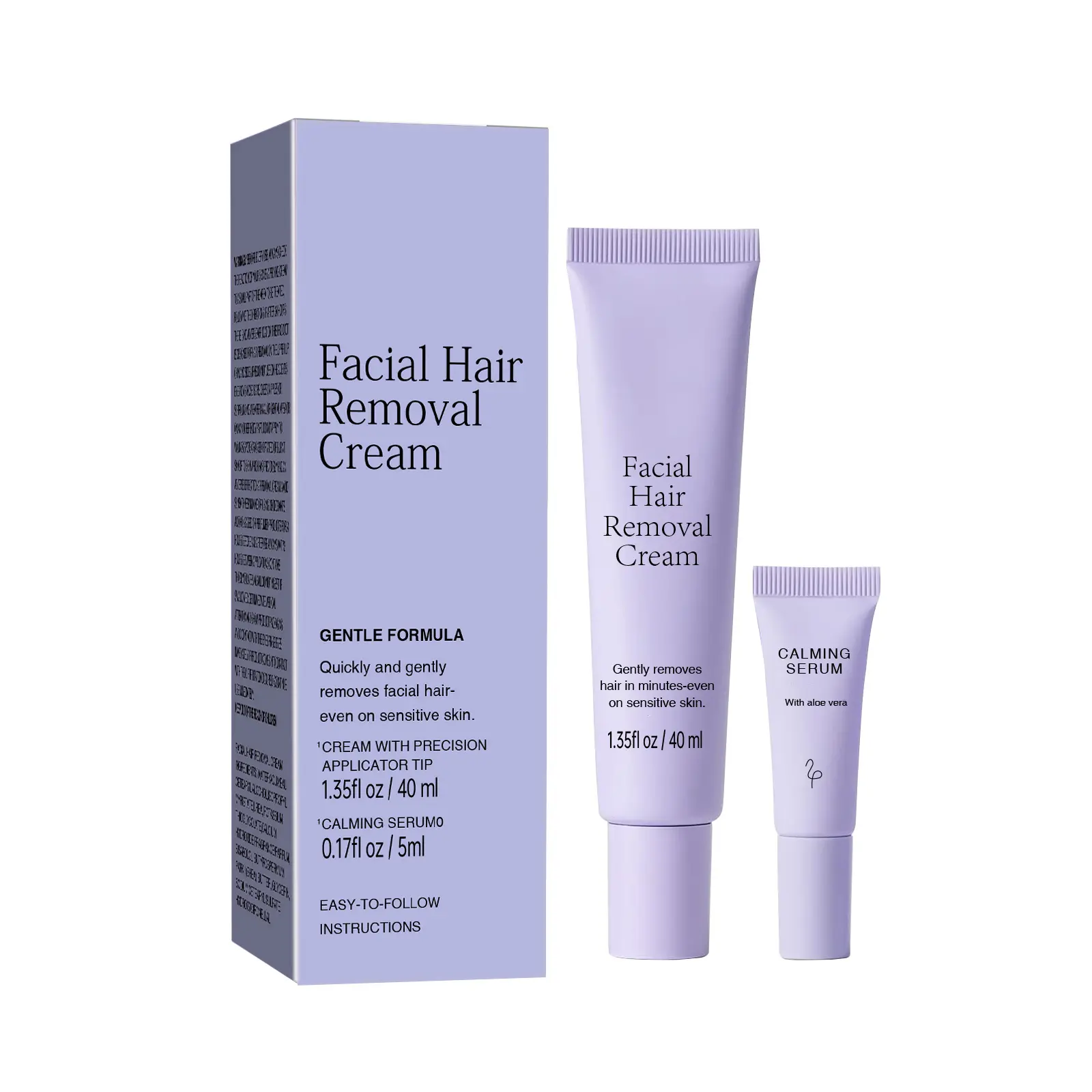 Women's Facial Hair Removal Cream with Soothing Serum - Effective for Chin, Upper Lip & Sideburns Gentle Women's Facial Hair Remover Cream + Calming Serum - Targets Chin, Upper Lip and Sideburns