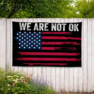 Upside Down American Flag Anti Tr^mp Sign We Are Not Ok Banner Protest Anti Maga Political Merch Resist Fdt