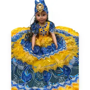 Yoruba Blue and Yellow Ochun dos Aguas Santeria Spiritual Doll 26 Inch, Oshun and Yemaya Inspired Muñeca for Altar, Religious Home Decor