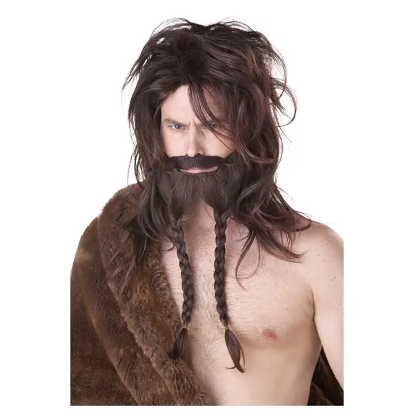 Brown Viking Wig, Beard and Mustache Set