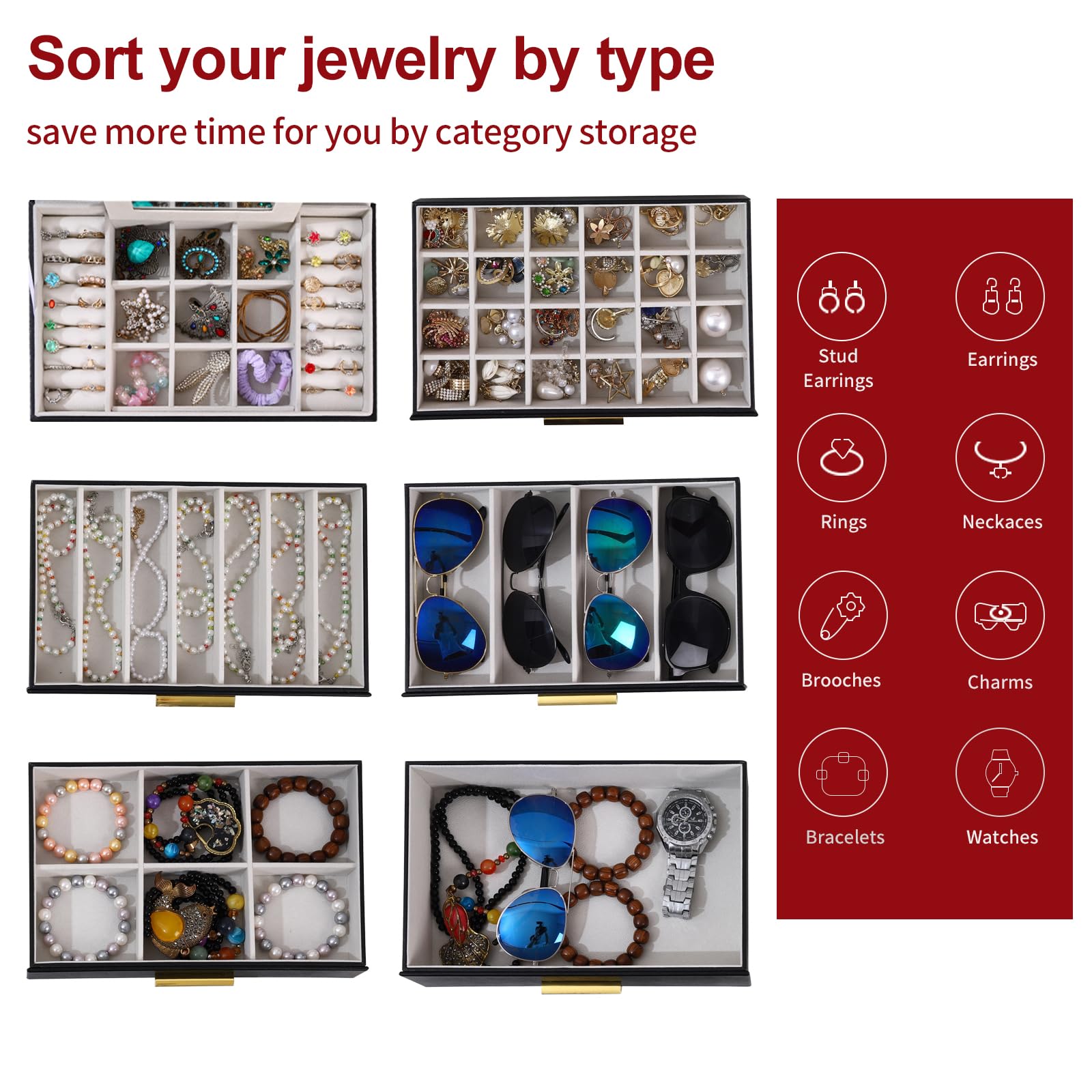 BOOVO (Pearl Gray) 6-Layer Jewelry Box for Women - Large Jewelry Organizer with Glass Lid & Mirror, PU Leather Jewelry Storage Box, Velvet-Lined Holder for Necklaces, Rings & Earrings, Birthday Gift for Mom, Wife & Girlfriend BOOVO (Pearl Gray) 6-Layer Jewelry Box for Women - Large Jewelry Organizer with Glass Lid & Mirror, PU Leather Jewelry Storage Box, Velvet-Lined Holder for Necklaces, Rings & Earrings, Birthday Gift for Mom, Wife & Girlfriend