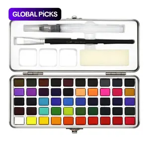 Portable 50 Color Watercolor Paint Set, Travel Watercolor Set Brushes And Other Tools For Painting, Art Supplies For Artists, Artist Bundle, Amateur Hobbyists #GLOBAL PICKS