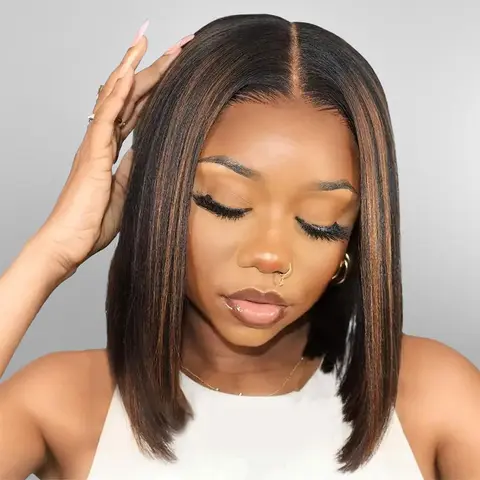 Megalook 6x5 Pre Cut Bone Straight Short Bob Lace Closure Human Hair Wig Put On Go Glueless Wig Bleached Tiny Knots Short Cut Pre Plucked Straight Bob Wigs