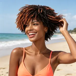 Summervibes Noble 9.5-Inch Short Ombré Shade Kinky Curly Dreadlock Wig - Unisex African Style, Glueless, Low Maintenance, Easy to Wear, Secure Fit, Everyday Wear Synthetic Full Machine Wig, Kinky Curly Wigs