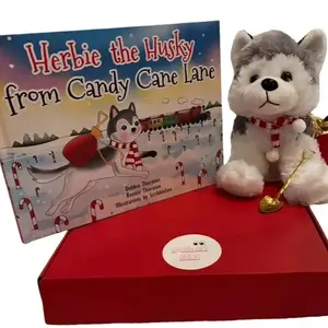 Book & Herbie the Husky Plush Light Up Toy with Golden Shovel Peppermint Seeds & Expandable Snow for Kids Ages 3-4 HH-1CPSIA