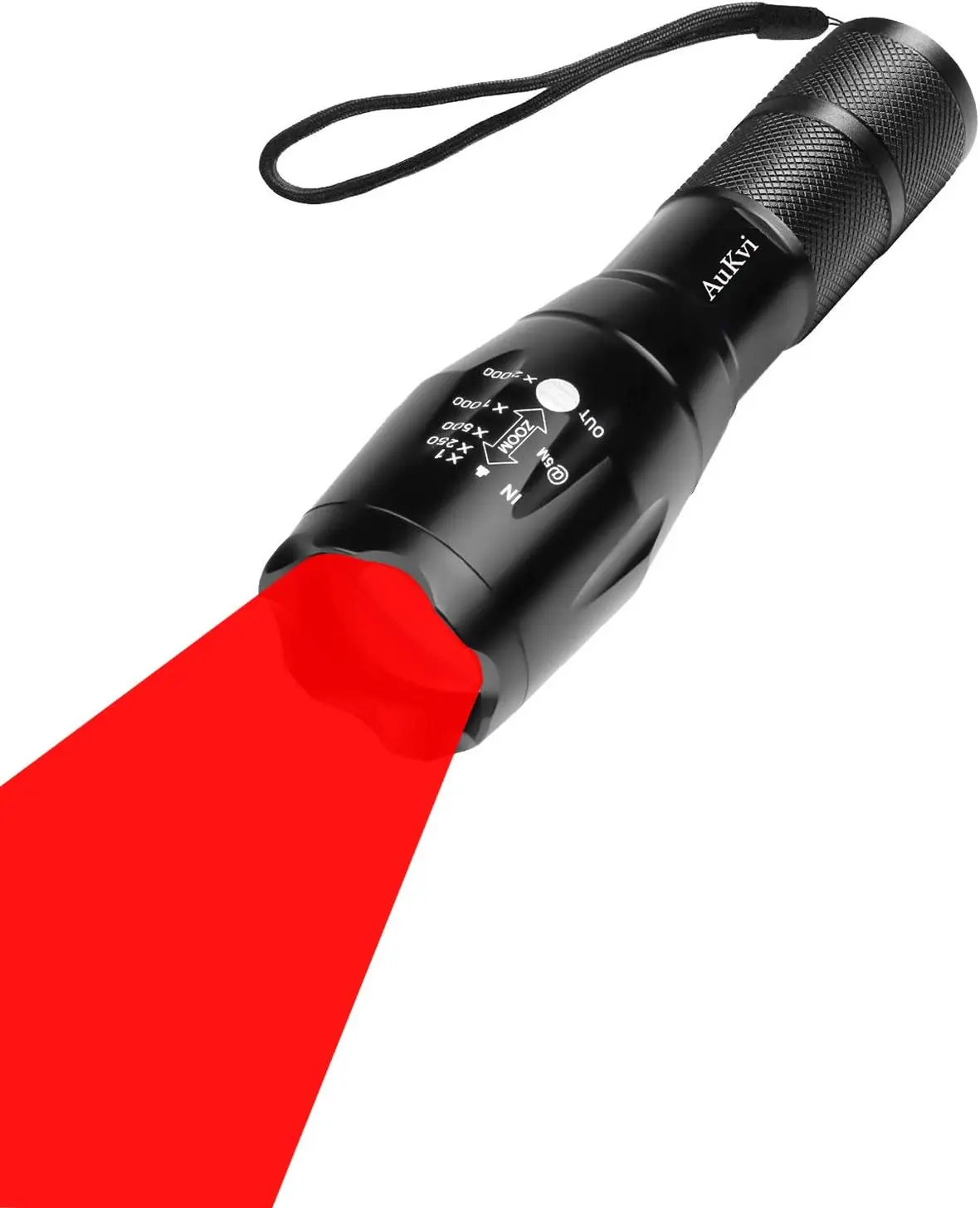 1x 670nm Deep Red Light LED Flashlight - 10W Aluminum Alloy LED Lights, 500 Lumens, Zoomable Adjustable Handheld Torch, 250yd Long Range, 130g, 144x38mm, Outdoor Hunter Use, Includes AAA Batteries, 10 Watt