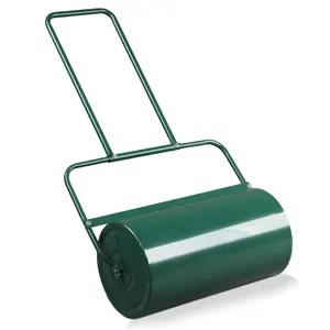 24" Lawn Roller Water Filled, Manual Yard Roller with Detachable U-Shaped Handle and Drain Plug, Sturdy and Durable, 13 Gallon Water/Sand Filled Sod Drum Rollers, Lawn Leveling Tool (Green)