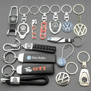 3D Metal Leather Car Logo Keychain Keyring, Auto Interior Accessory for Volkswagen Vw Rline Amarok T5 Phaeton Tiguan T-Cross, Cool Keychains