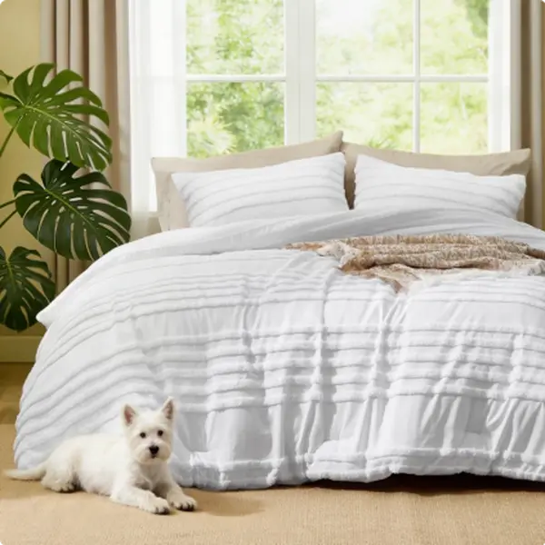 BEDELITE Boho Stripe Comforter Set - Tufted Striped Fluffy Jacquard Boho Bedding with Pillow Shams, Soft Vintage Farmhouse All-Season Bedding Set, Home Decor, Household Items Decor, Gift idea Bed Sets
