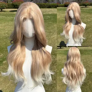 SMILCO 24'' Blonde Gradient Platinum Daily Style Synthetic Lace Front Free Part 13*3 Lace Front Wavy Hair Without Bangs SM9436M Spring Statements