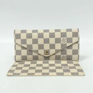 Pre-owned Louis Vuitton LV Pre loved White Damier Canvas Long Wallet Base Length 19.5cm 2016 Code N22875211