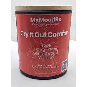 Cry It Out Comfort - 100% Coconut Soy Wax Candle for Grief & Emotional Release with Rose Ylang-Ylang Vanilla & Sandalwood Oils