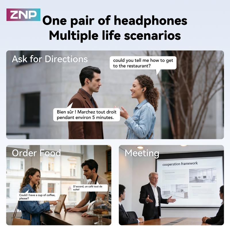 ZNP N02 Smart AI Headphones: AI Conversation,Chat Assistant,In-depth Dialogue,Supports 165 Languages,Waterproof,and Hi-Fi Sound Quality.