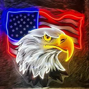 13.4x13.4 inch Bald Eagle Neon Sign Art Wall Lights for Beer Bar Club Bedroom Hotel Pub Cafe Wedding Birthday Party Gifts-250th Anniversary