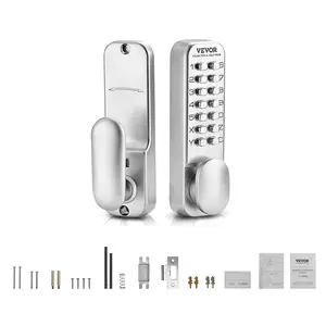 【Summervibes】VEVOR Mechanical Keyless Entry Door Lock, 14 Key Mechanical Door Lock, Mechanical Keypad Door Knob, Single-Side Stainless Steel Waterproof Keyless Gate Lock, for Home Office Outdoor Fence Garage Yard