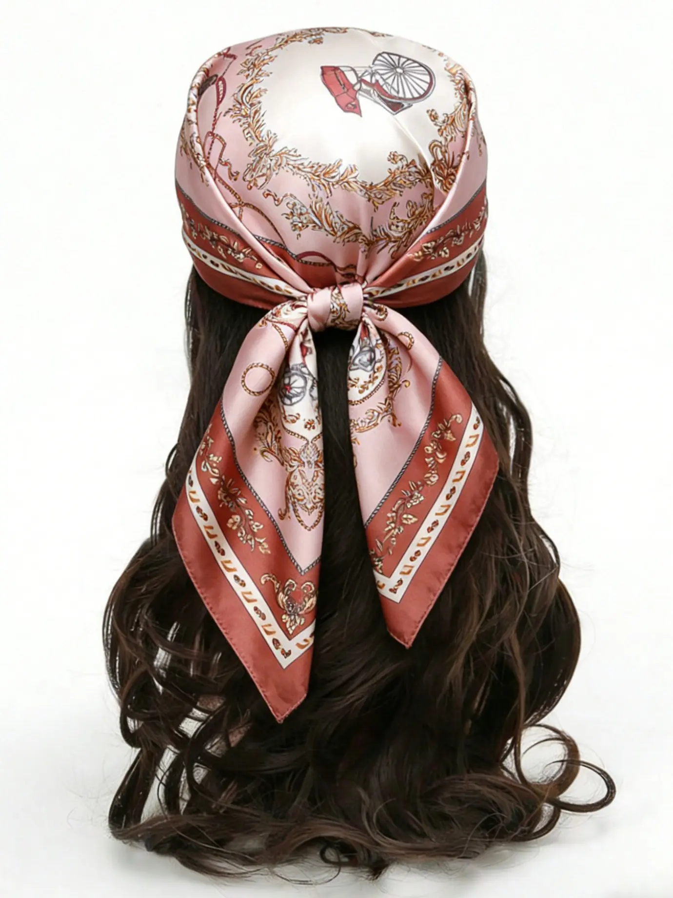 90cm Neckerchief Silk Satin Women Turban Hijab Scaves Fashion Floral Print Headband Neck Scarfs Female Square Shawls Scarfs For Ladies