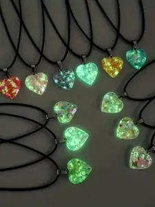 30-Piece Glow-In-The-Dark Resin Moon Pendant Set, PU Rope Necklace Kit, DIY Jewelry Making Supplies, Perfect for Parties and Gifts