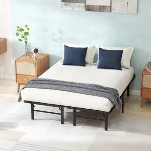 BestOffice Twin Bed Frame Metal Platform Bed Frame Twin Size 14 Inch Mattress Foundation Box Spring Replacement Heavy Duty Steel Slat Easy Assembly Noise-Free,Black Slatted Bed Base