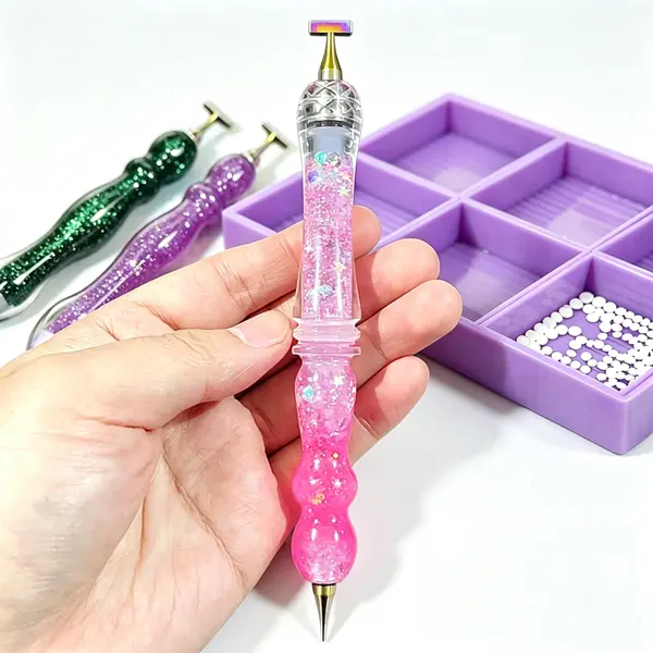 1 Pc Liquid Sand Diamond Painting Pen Set, Floating Glitter Applicator Tool with Multiple Tips for Craft Projects