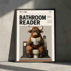 BATHROOM READER Cattle Poster Waterproof HD Wall Sticker Self-Adhesive Decorative Art Poster  Fade-Resistant Scratch-Proof  Easy to Apply and Clean for Home Office Bedroom Living Room Kitchen Decor Multiple Sizes Gift