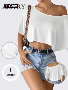 Women's Loose-Fitting Short Sleeve Top, Womenswear Casual Plain Design, Perfect for Daily Wear & Stylish, Everyday, Ideal for Women Seeking Comfort