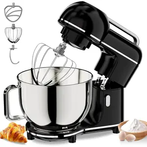 Electric Stand Mixer,7.45 QT,10 Speeds with Dough Hook,Whisk, Flat Beater Attachments, Splash Guard, Easy-Carry Top Handle,3-IN-1 Kitchen Mixer for Baking Cakes Cookie Bread Salad (Black)