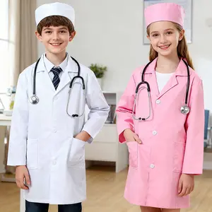 Doctor Role Play Costume Set Unisex Pediatric Medical Toys for Kids Halloween Birthday Party Dress Up Stage Performance Includes Doctor Coat Hat and Stethoscope Ideal Gift for Children Favors Costume For Parties