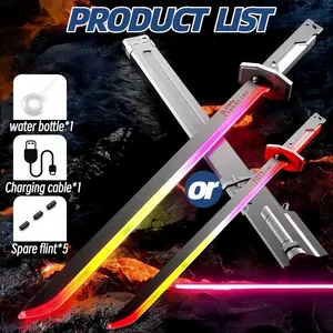 Cyberpunk Neon Sword | 31.5" Spark Blade w/Hit Sensor Sound & Fog | Type-C Rechargeable | for Rave, Cosplay & Display
