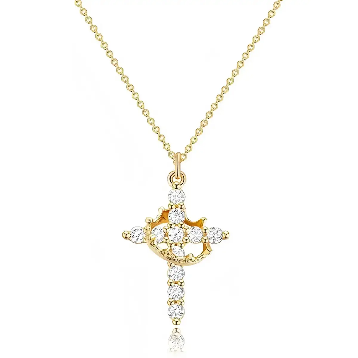 Twistable Crown Cross Necklace| Gold Copper Unisex Design| Spin for Good Luck Meaningful Gift| Comes in Premium  Box Ready to Surprise encouragement gift trendy all-match birthday gift
