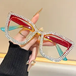 Fashionable large-frame diamond-inlaid high-end cat-eye glasses, High Quality Eyewear, with high-strength PC frames, anti-blue light and anti-igue reading glasses, the best choice for reading, office and gift-giving.