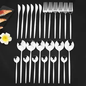 Stainless Steel Cutlery Set, 4/16/24pcs Including Fork & Spoon & Knife, Dishwasher Safe Tableware Set for Home Kitchen Restaurant, Dinnerware Service Set