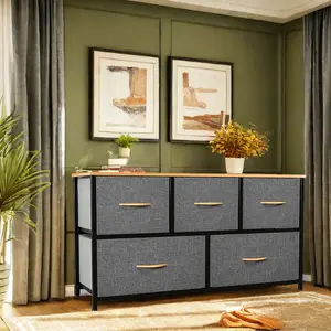 Yitahome Dresser for Bedroom with 5 Drawers, TV Stand Fabric Dresser, Dressers & Chests of Drawers, Organizer Unit Storage Tower for Bedroom